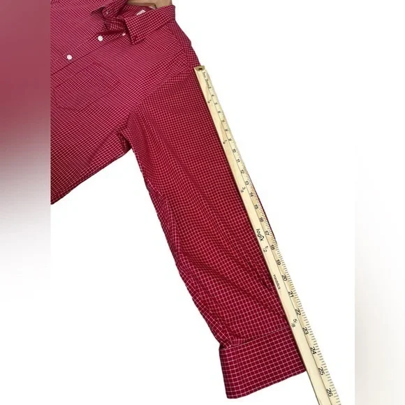 LL Bean Button Up Long Sleeved Red Checkered Shirt Wrinkle Resistant XL-Regular - Picture 6 of 8